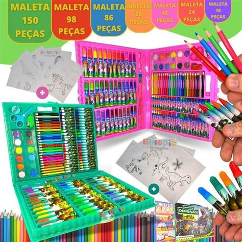 Maleta De Pintura Infantil Estojo Para Colorir Desenho F