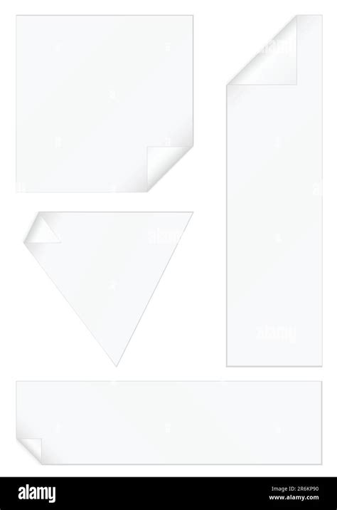 Vector Illustration Set Of Blank Stickers With Peeled Corners All