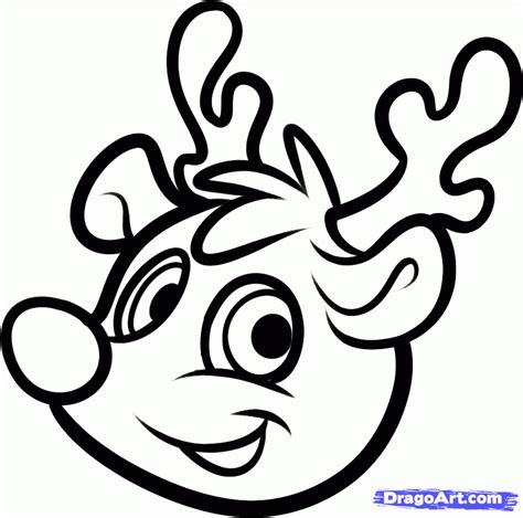 Draw Rudolph Face Easy : Reindeer Rudolph Nosed Drawinghowtodraw ...