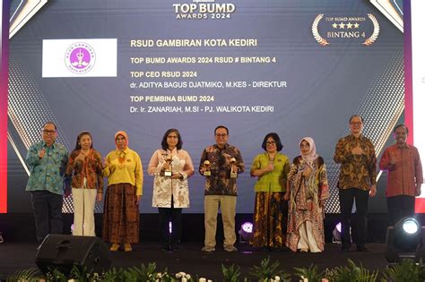 Pj Wali Kota Dapat Penghargaan Top Pembina Bumd Rsud Gambiran Dan