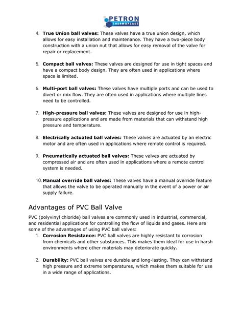 The Benefits Of Pvc Ball Valves Docx