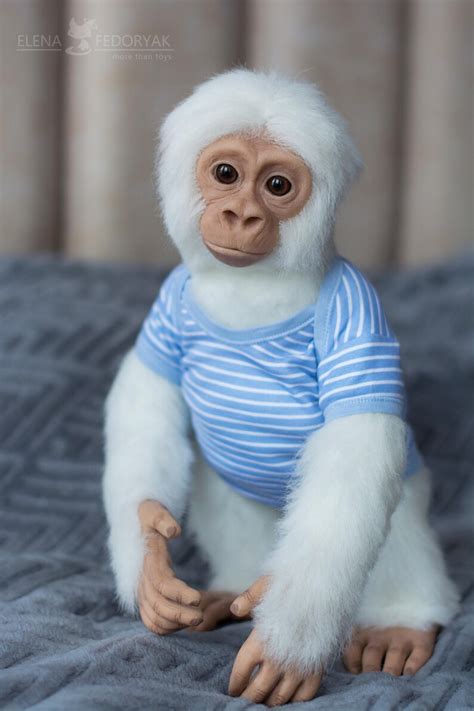 Baby White Gorilla Life Size Realistic Movable Toy Ooak Artist