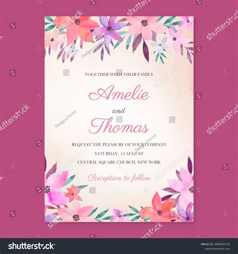 Watercolor Floral Wedding Invitation Painted Floral Stock Illustration ...