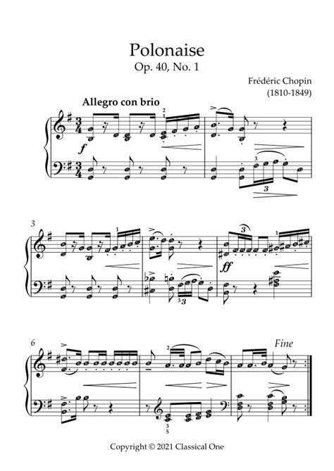 Chopin Polonaise Op With Note Name Sheet Music Chopin Easy Piano