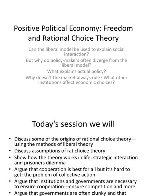 Positive Political Economy Freedom And Rational Choice Theory Pdf