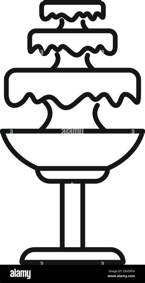 Simple Line Drawing Of An Outdoor Water Fountain Cascading Water Into A