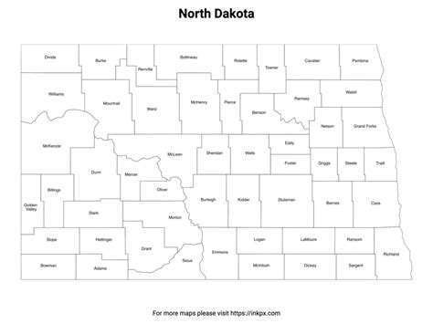 Printable Map Of North Dakota County With Labels Inkpx