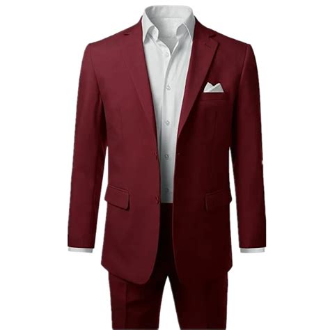 New men's suits Wine red man suit lapel simple two button formal ...