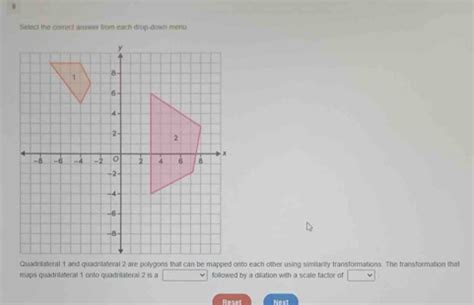 Select The Correct Answer From Each Drop Down Menu Quadrilateral 1 And