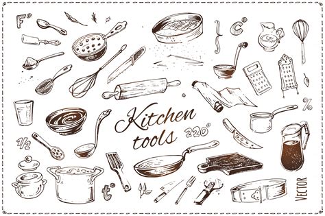 Hand Drawn Cooking And Food Icons How To Draw Hands Icon Set Vector