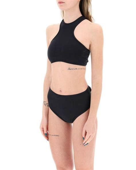 The Attico Bikini Set With Mesh Inserts In Black Lyst