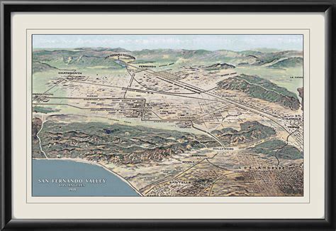 San Fernando Valley, CA bird's eye view, 1910 - Vintage City Maps