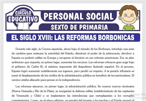 Las Reformas Borbónicas Para Sexto De Primaria Fichas Gratis