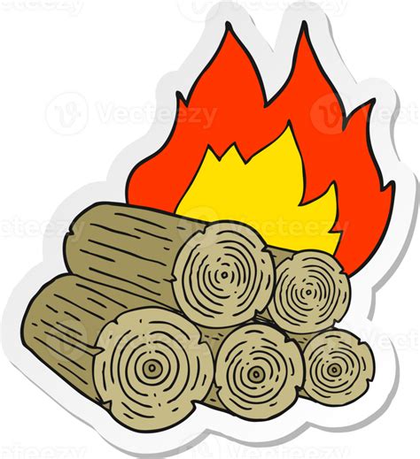 Sticker Of A Cartoon Burning Logs 44288720 PNG