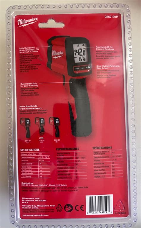 MILWAUKEE 2267 20H 10 1 Infrared Thermometer LCD Display Temperature