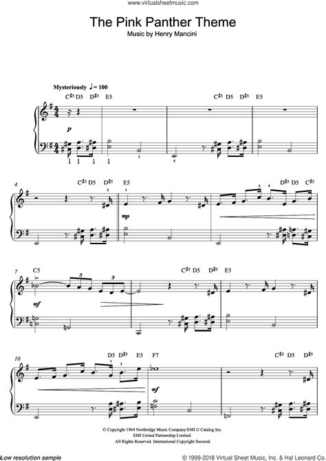 Betacustic The Pink Panther [beginner] Sheet Music For Beginners In E Minor Download Print SKU ...