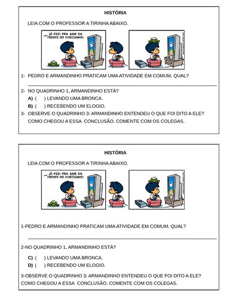 Tirinha do Armandinho: Interpretação e Atividades | PDF