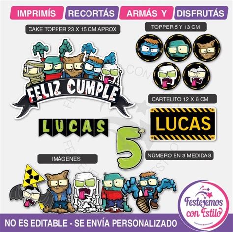 Zombie Infection Cake Topper Imprimible Personalizado Festejemos Con