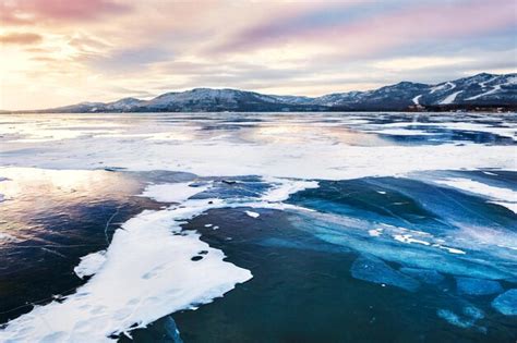 Premium Photo Fantastic Winter Landscape With Frozen Lake Beautiful