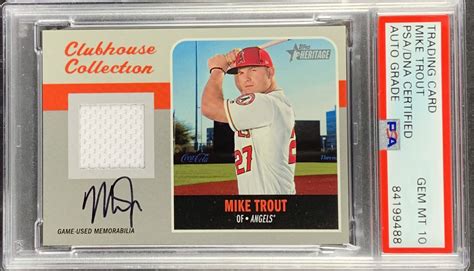 Lot Detail Mike Trout Signed 2019 Topps Heritage Clubhouse Collection