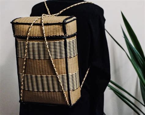 Handwoven Backpack Classic Native Plastic Rattan Bag Etsy Canada