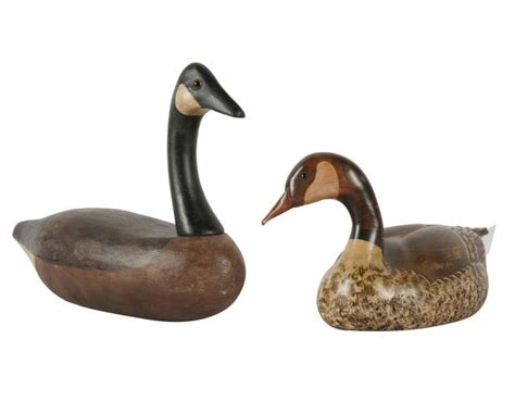 Two Wood Carved Duck Decoys