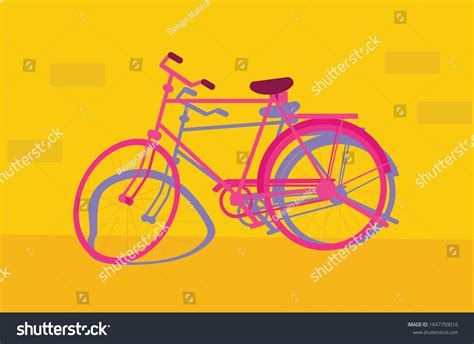 Pink Cycle Yellow Background Digital Illustration Stock Vector Royalty