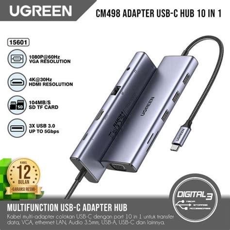 Jual Ugreen Usb C Hub 10 In 1 Adapter Hdmi Vga Aux Lan Tf Sd Card Pd