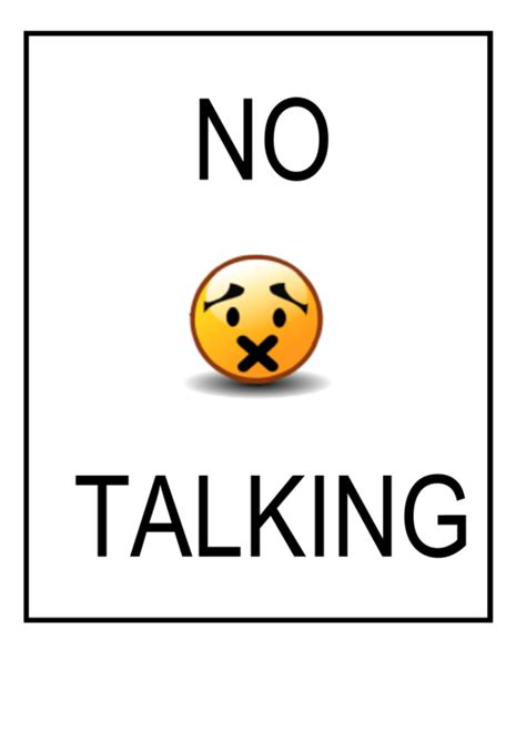 No Talking Sign Template printable pdf download