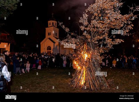 Banjani Serbia January Serbian People Watch A Ceremonial