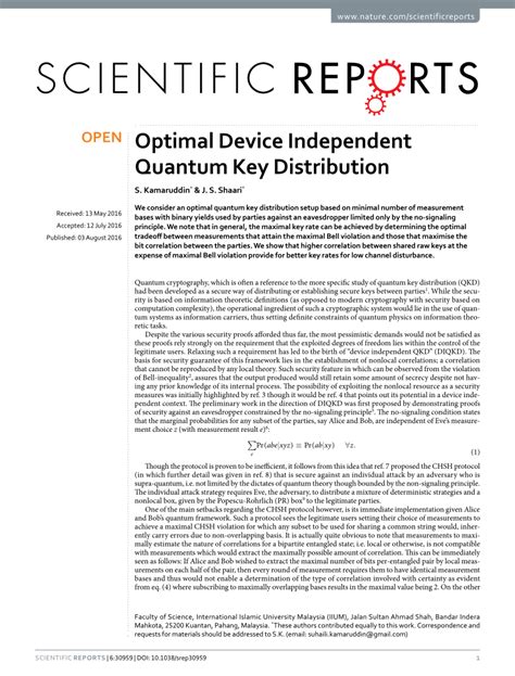 PDF Optimal Device Independent Quantum Key Distribution