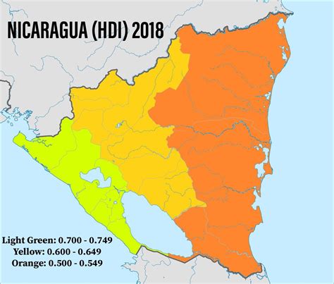 Nicaragua HDI 2018 By Departments Autonomous Regions R MapPorn