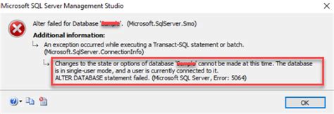 Sql Server Restore Database Error Alter Database Mode Single User To