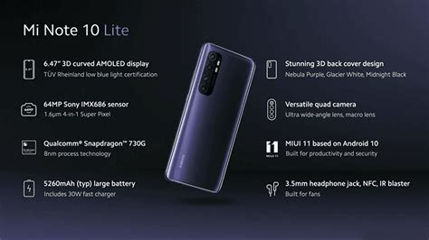 Xiaomi Mi Note 10 Lite with 64MP f/1.8 Sony IMX686 camera now official