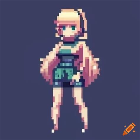 Full Body Small D Anime Girl Character On Pixel Art For A Platform