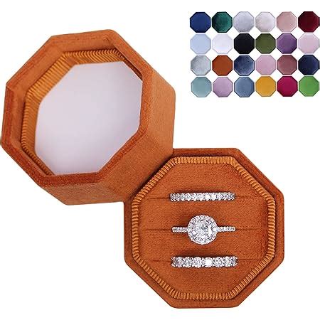 Amazon Velvet Ring Box 3 Ring Slots Rectangle Cypress Brown