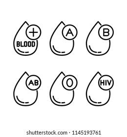 Types Blood Donations Icons Set Blood Stock Vector Royalty Free