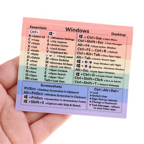 WINDOWS KEYBOARD REFERENCE Shortcut Cheat Sheet Sticker Water Proof