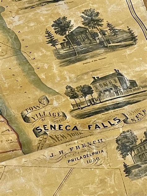 Lot Antique 1856 Wall Map Of The Town And Village Of Seneca Falls Seneca Co New York From