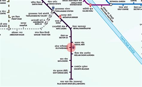 Old Faridabad station map - Delhi Metro