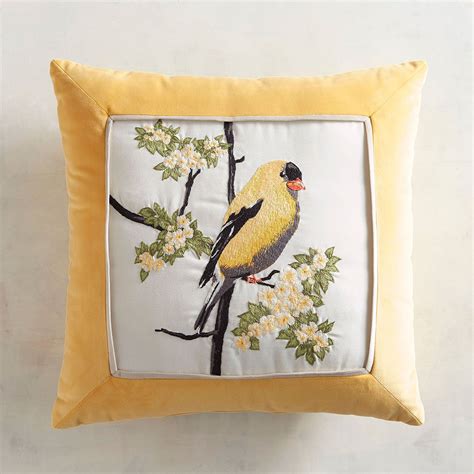 Embroidered Goldfinch Pillow Pier 1 Imports Pillows Outdoor