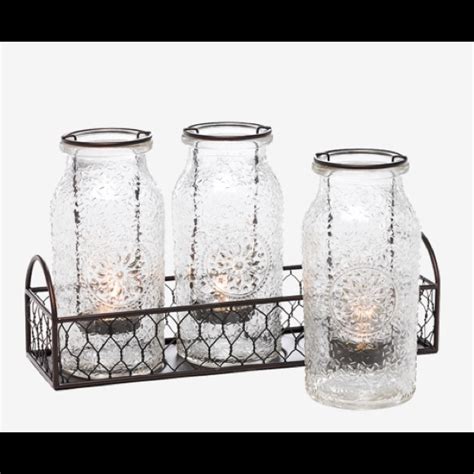 Partylite Other Vintage Milk Bottle Tealight Holder Set Poshmark