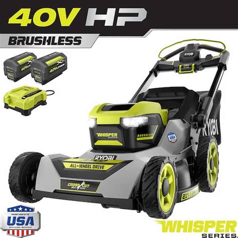 Ryobi 40v Hp Brushless Whisper Series 21 In Walk Behind Self Propelled All Wheel Drive Mower