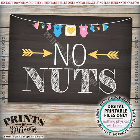 Nuts and No Nuts Signs Food Allergy Baby Shower Sign Nut | Etsy