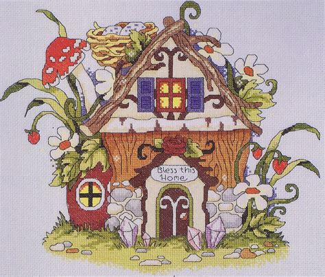 Fairy House Bless This Home Cross Stitch Kit Janlynn 14 Count