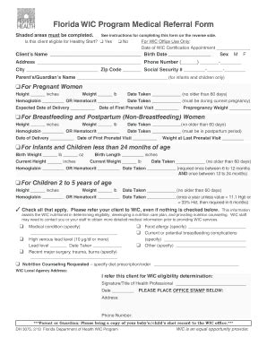 Florida Wic Form Fill And Sign Printable Template Online