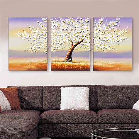 3 Pieces Panel Wall Art Palette Knife Hand Painted Flower Oil Painting