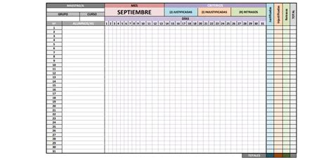 Formato De Lista De Asistencia Escolar En Word Para Descargar Mide