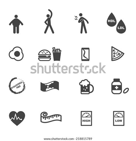 Cholesterol Icons Mono Vector Symbols Vetor Stock Livre De Direitos 218815789 Shutterstock