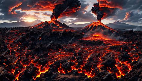 Premium Photo Aerial View Of Volcanic Landscape With Multiple